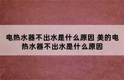 电热水器不出水是什么原因 美的电热水器不出水是什么原因